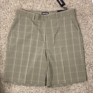 Kirkland Signature Tan Plaid Flat Front Shorts